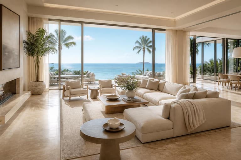 Editorial Naples luxury interior with Gulf views and natural light